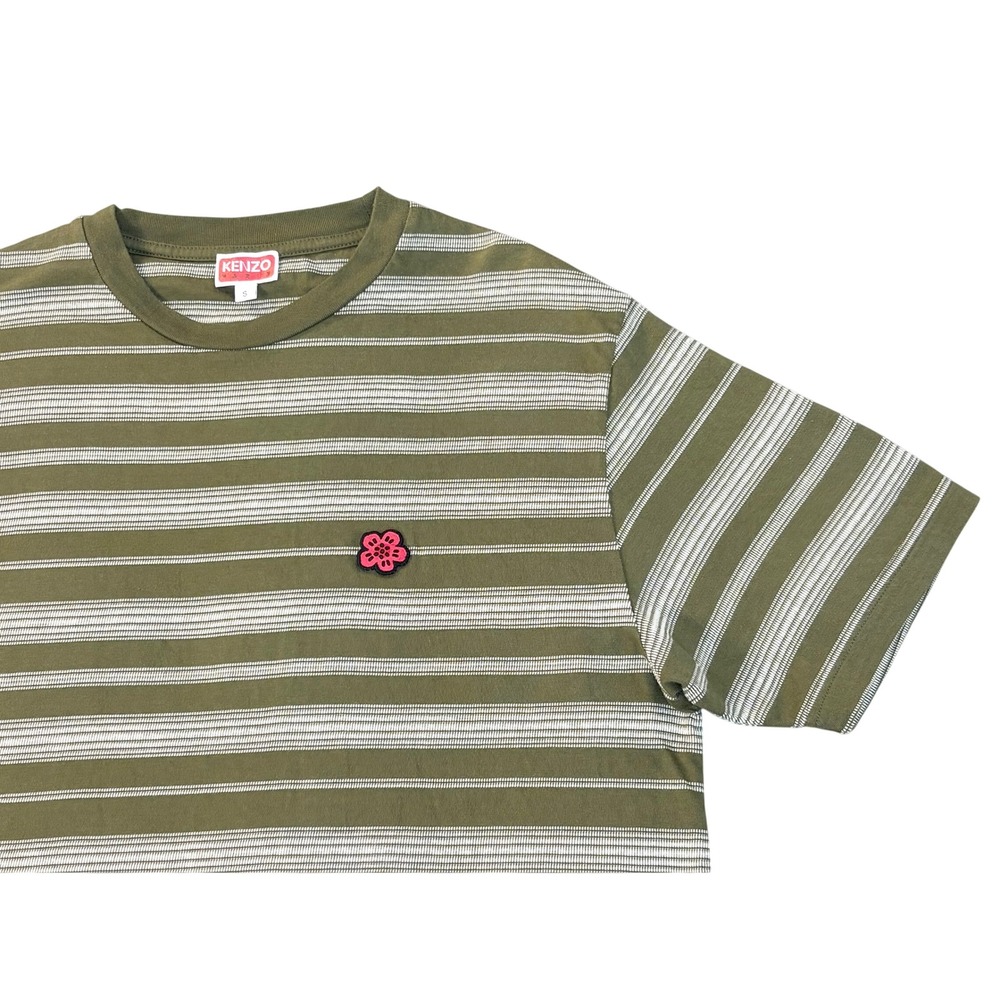 Kenzo Paris Boke Flower  T-Shirt men's small Olive Green stiped